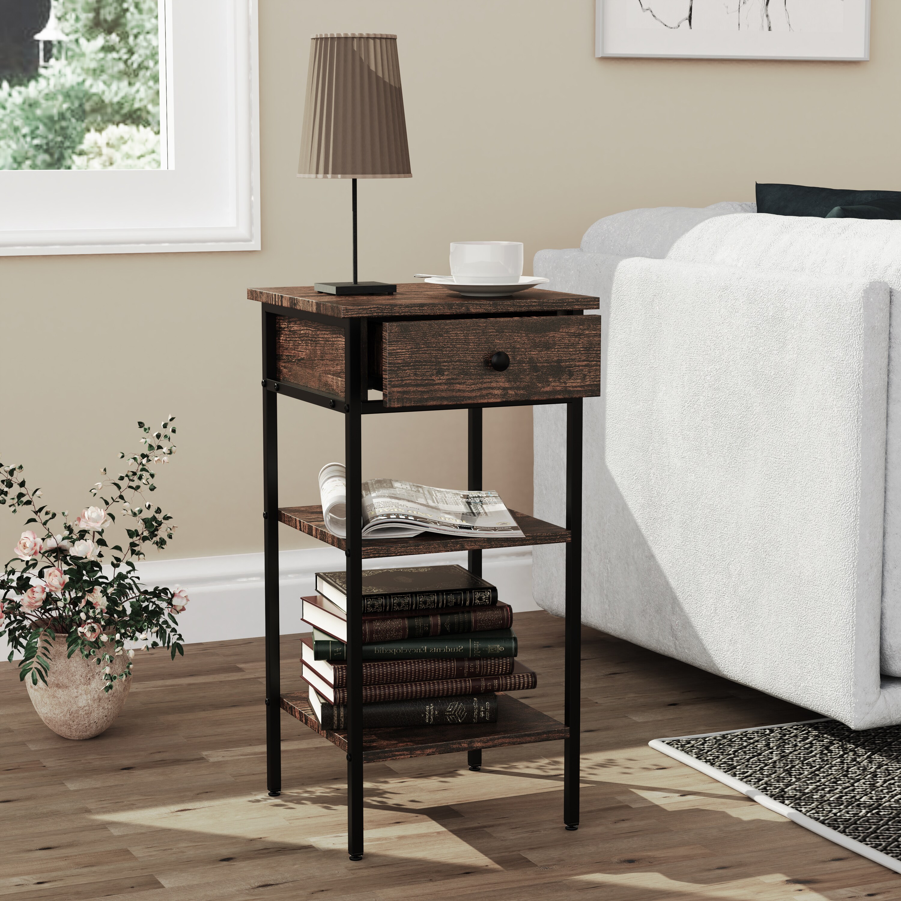 VCM Holz Metall Beistelltisch Couchtisch Sofatisch Wohnzimmertisch Kaffeetisch Aulari L