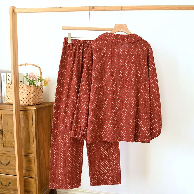 Somnus - Pyjamaset: Top met lange mouwen en bloemenprint + broek