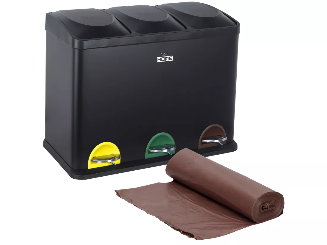 Cube de recyclage écologique pack 45 litres de 3 compartiments avec des sacs à ordures de 20 litres, des cubes de recyclage / recyclage