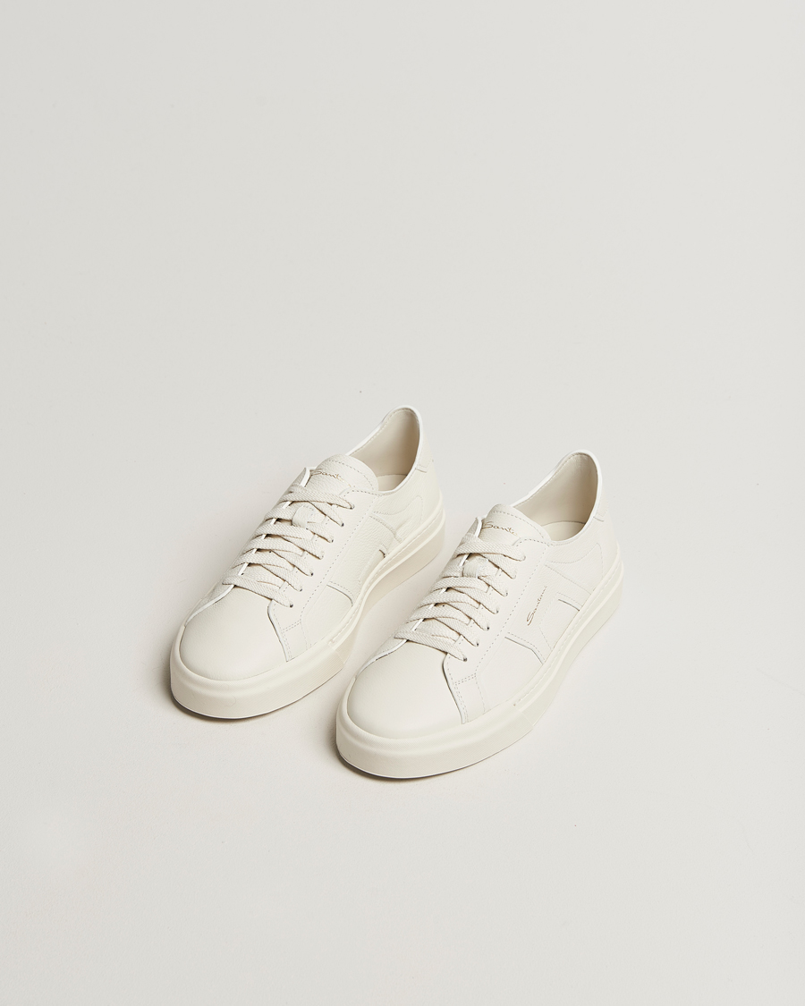 Santoni Double Buckle Sneakers White Grain