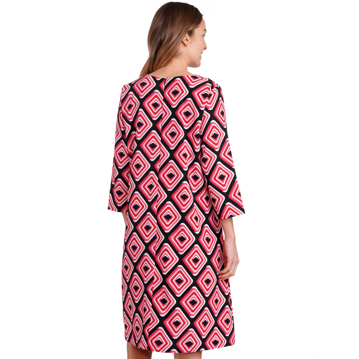 Gina Benotti Damen Kleid mit Retro-Print rot / pink / dunkelblau