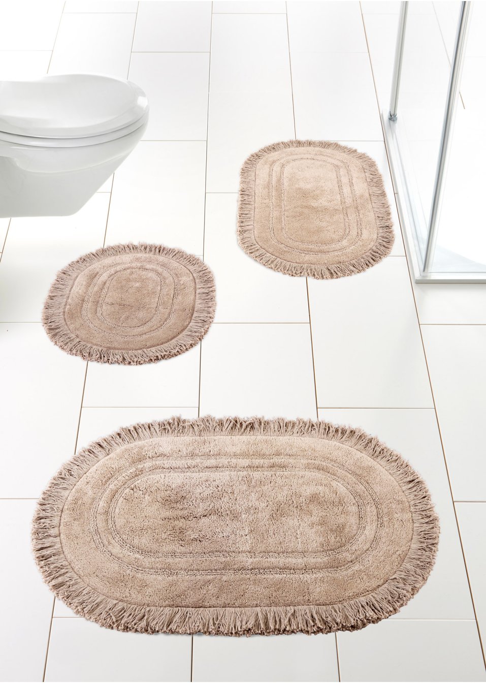 Tapis de salle de bain ovale avec franges