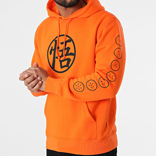 Sweat Capuche Goku Kanji Orange Noir