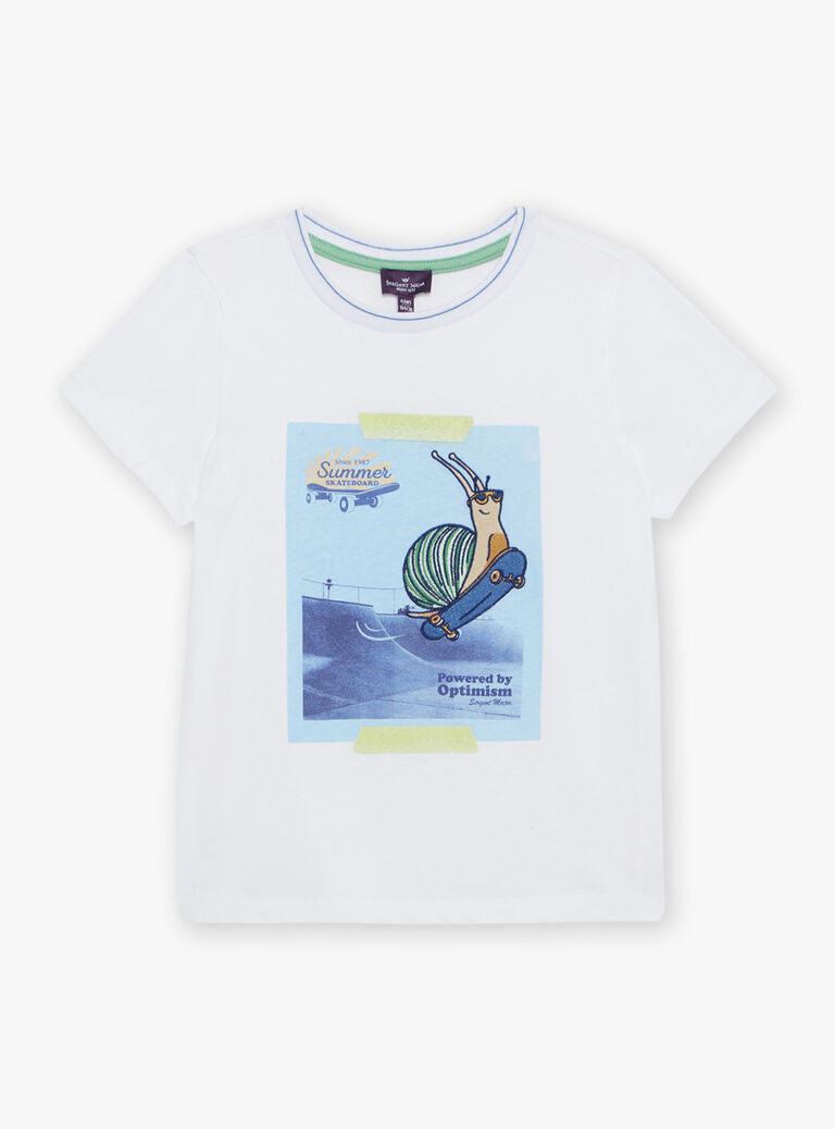 T-shirt blanc avec escargot fantaisie