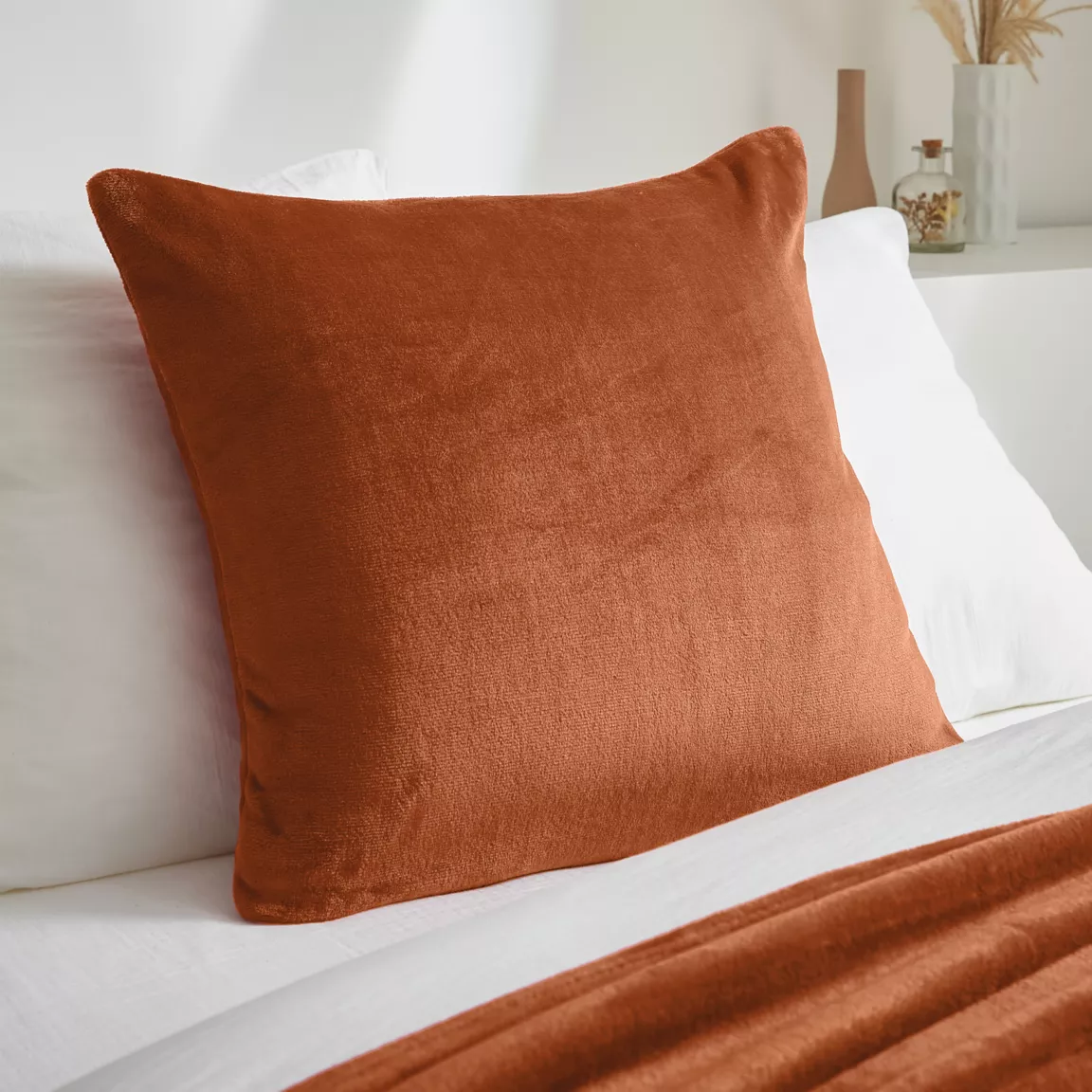 Housse de coussin carrée flanelle (60 x 60 cm) Didou Cuivre