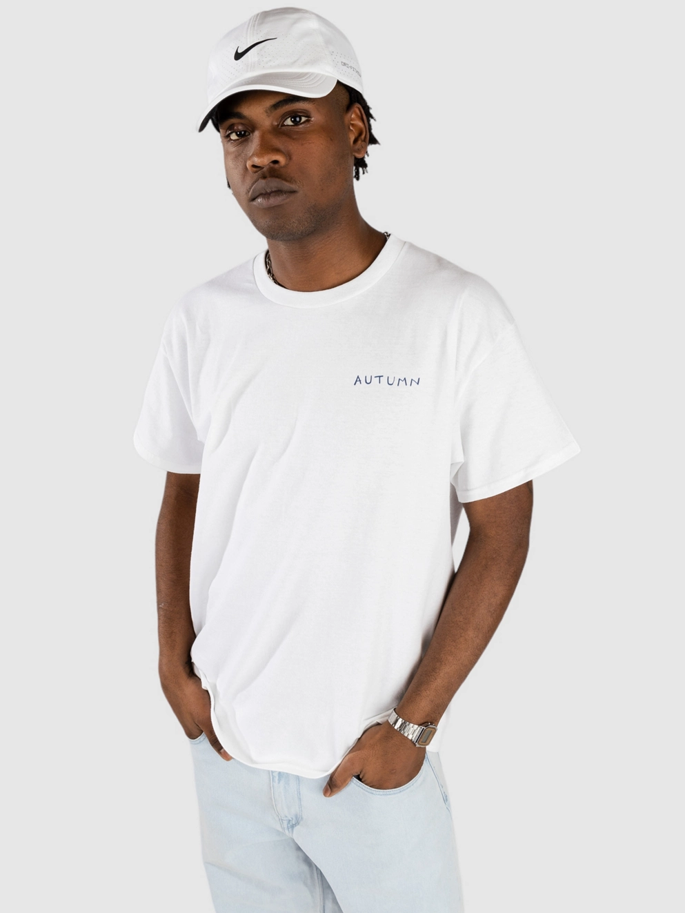 Autumn Headwear Skateboard Man T-Shirt white