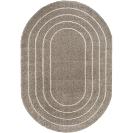 Tapis ovale en matière douce recyclée - masha - taupe et beige - 160 x 230 cm