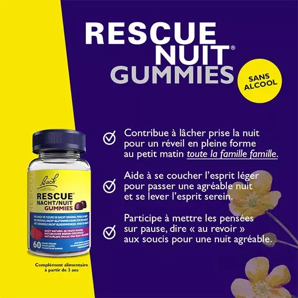 Rescue Nuit Gummies saveur Fruits rouges 60 unités