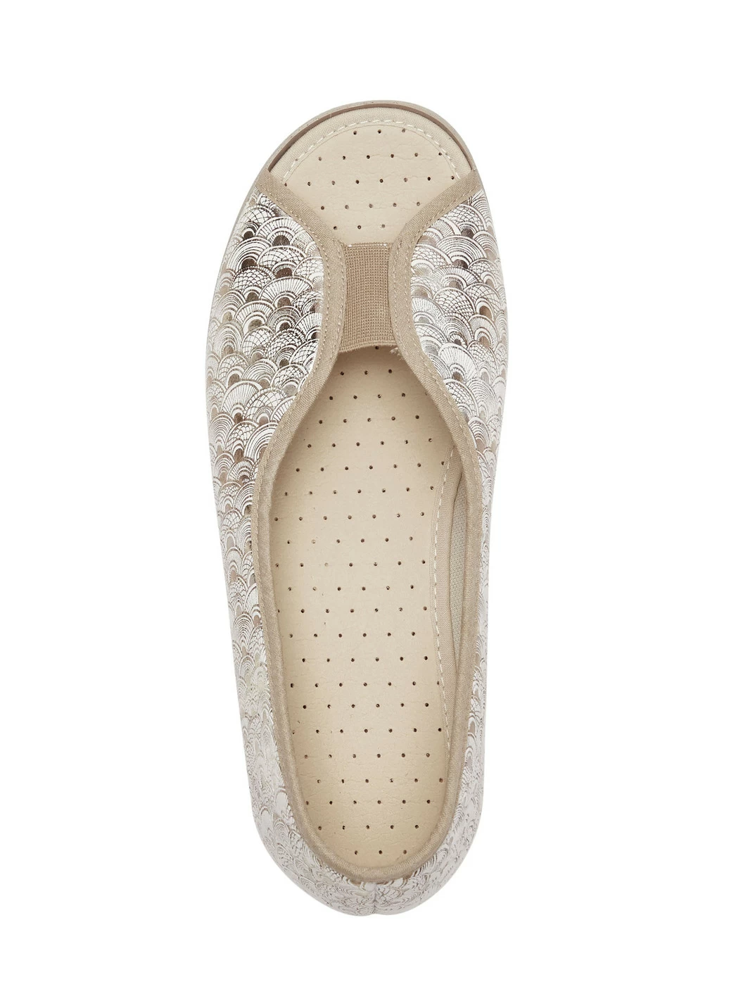 Slipper in Goldbeige aus Textilmaterial