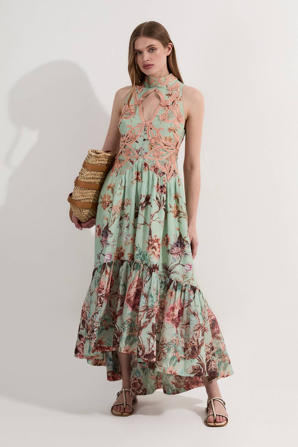 KarenMillen Robe Maxi en Dentelle à Appliqué Floral