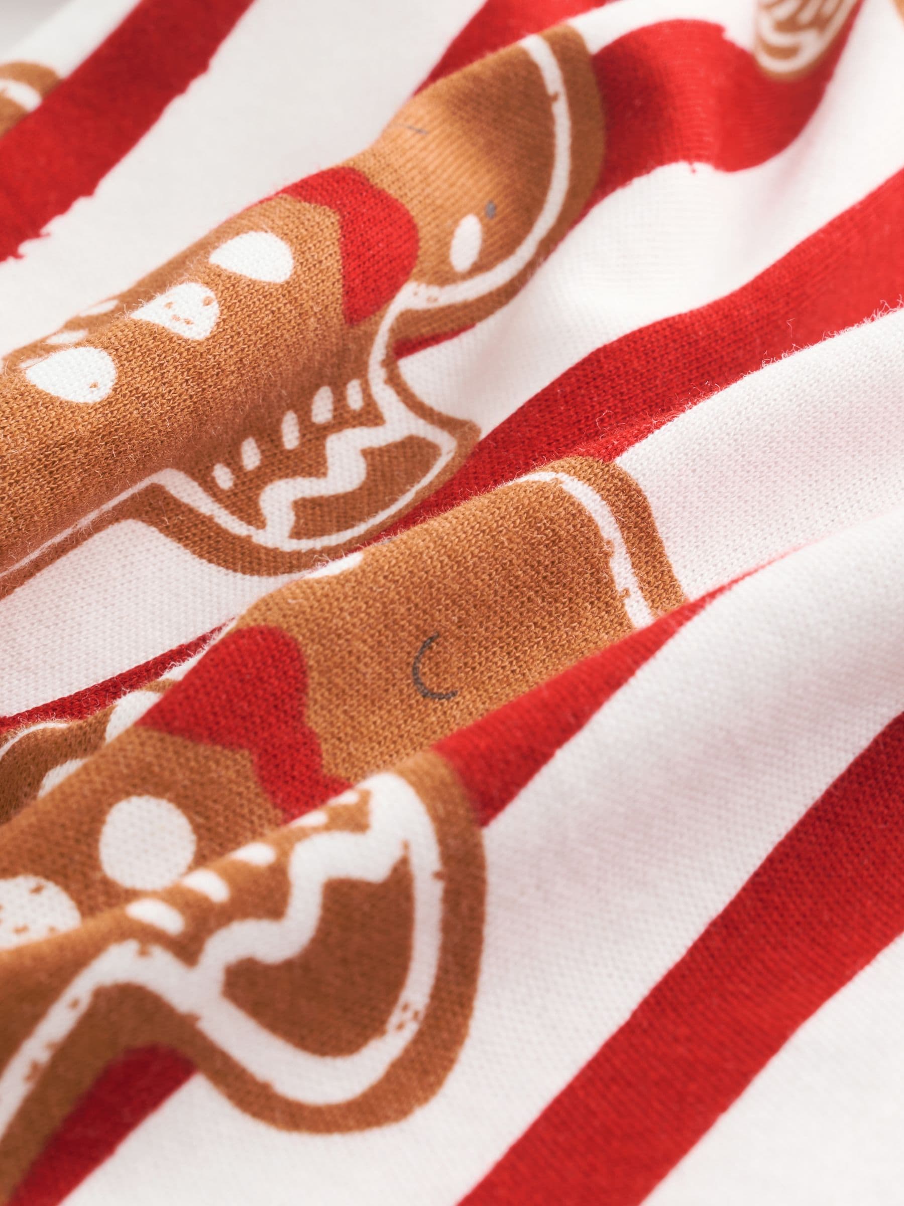 Rood met peperkoekprint - Matching Family - Kerstbabypyjama (0mnd -3jr)