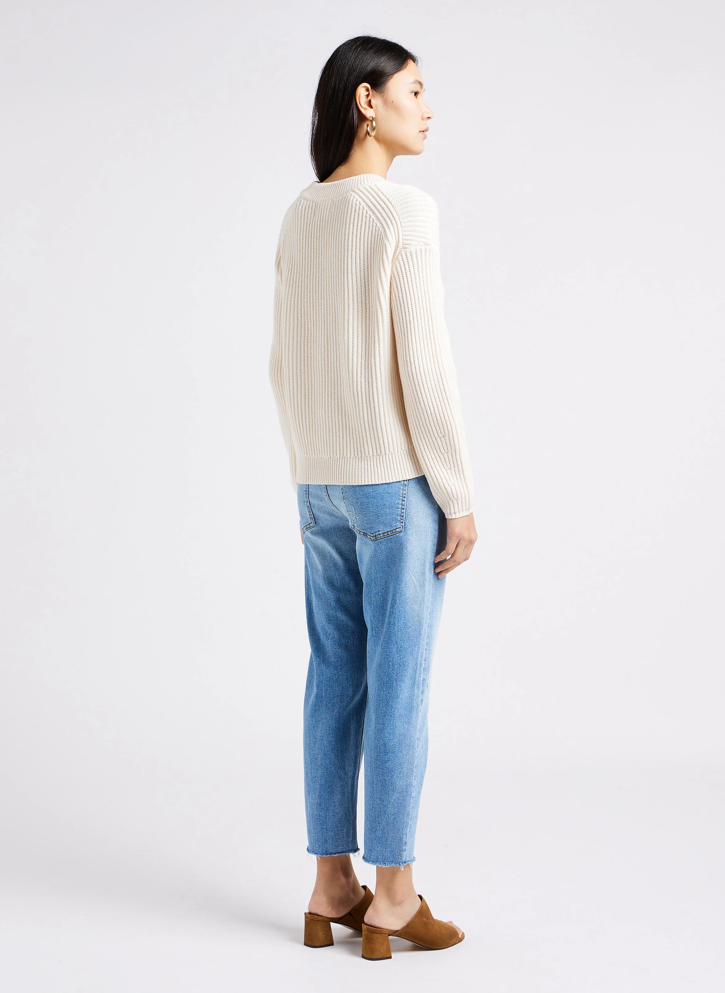 HORIZON 55 - Mules talons mi-hauts en cuir velours | Marron