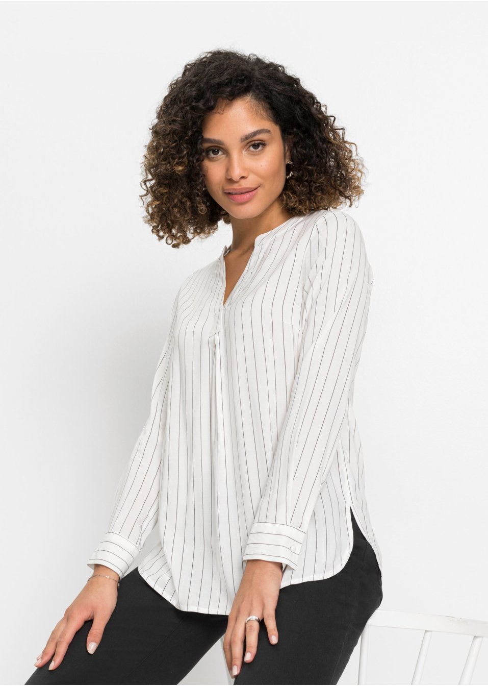 Tunique longue rayée en viscose