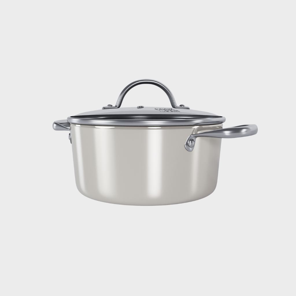 Go Ivory Honey Kookpan met deksel 22 cm - RVS
