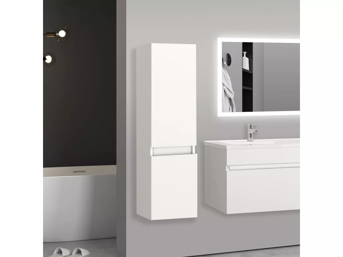 Meuble salle de bain blanc meuble colonne salle de bain à suspendre 30x30x110(L*W*H)cm