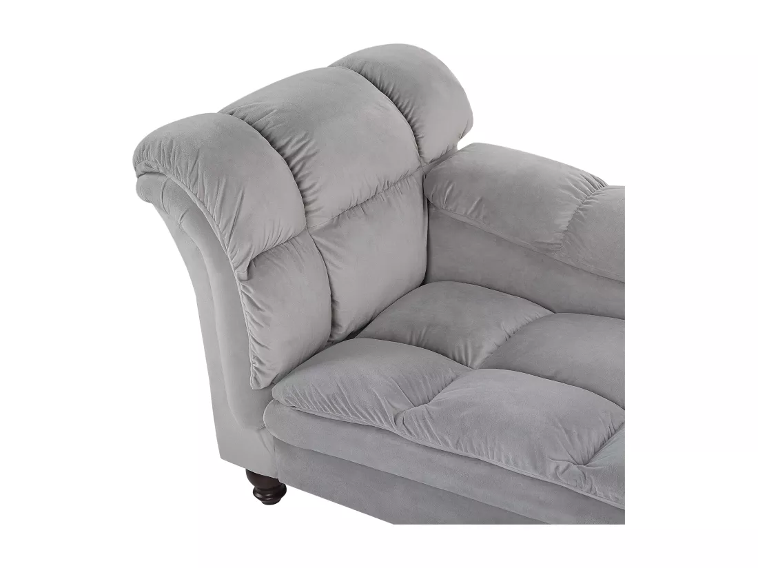 Chaise longue en velours gris clair LORMONT