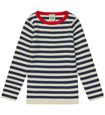 FUB Bluse - Rib - Ecru/Dark Navy