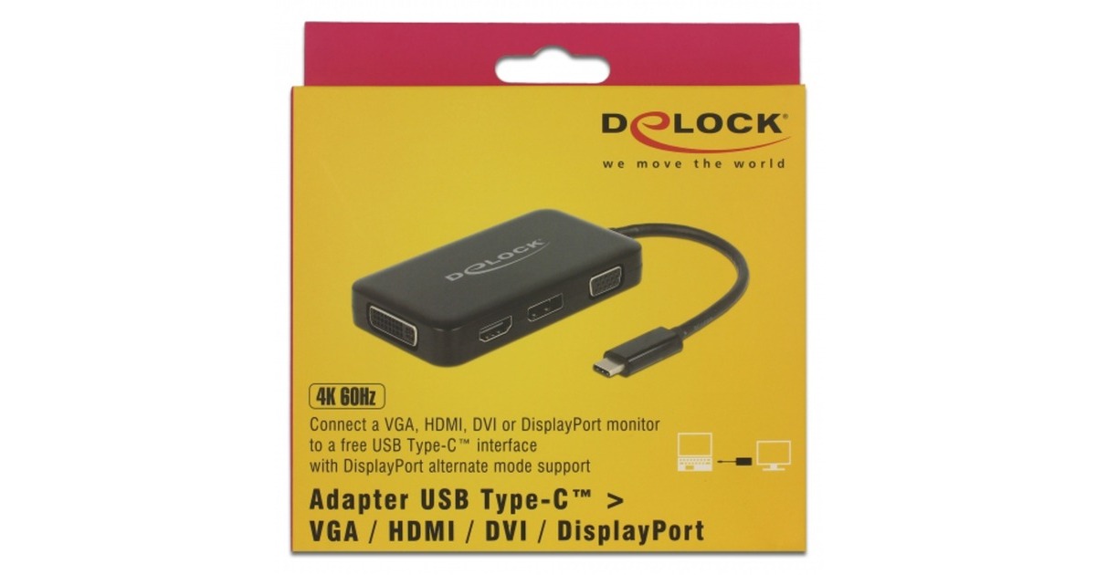 DeLOCKUSB-C > VGA / HDMI / DVI / DisplayPort adapter  (Zwart, 0,15 meter)