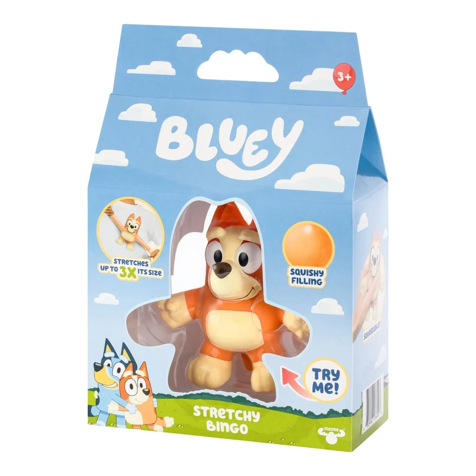 Strækbare Bluey og Bingo figurer
