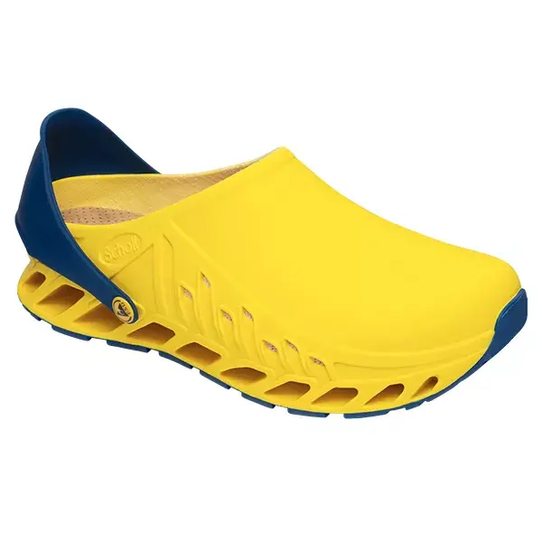 Tamancos profissionais Scholl Evoflex, amarelo/azul marinho, tamanho 35
