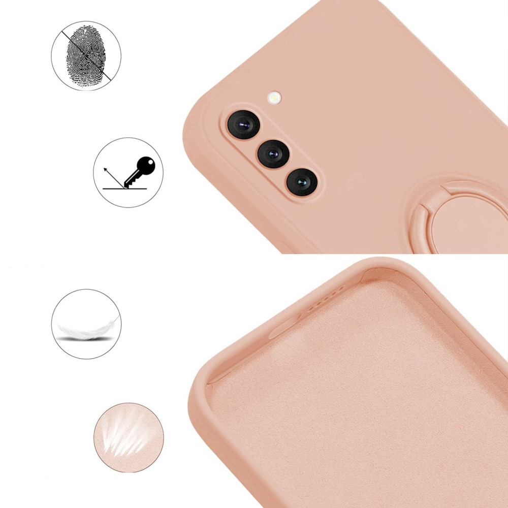 Samsung Galaxy S23 5G Silikon Case Hülle   Magnetischer Kickstand Haltering - Rosa (Matt)