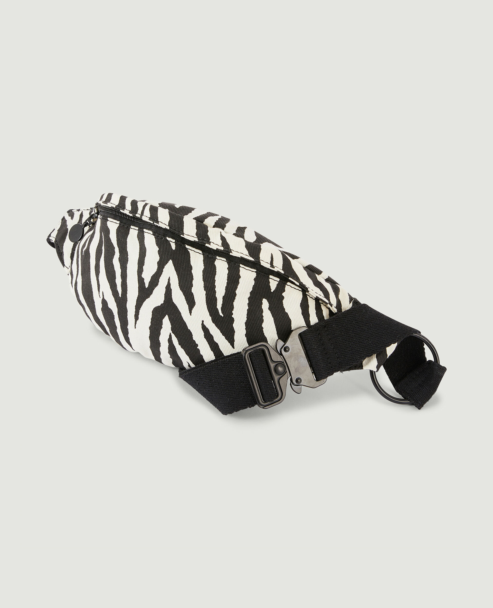 Sac banane avec anneau motif zèbre - Blanc