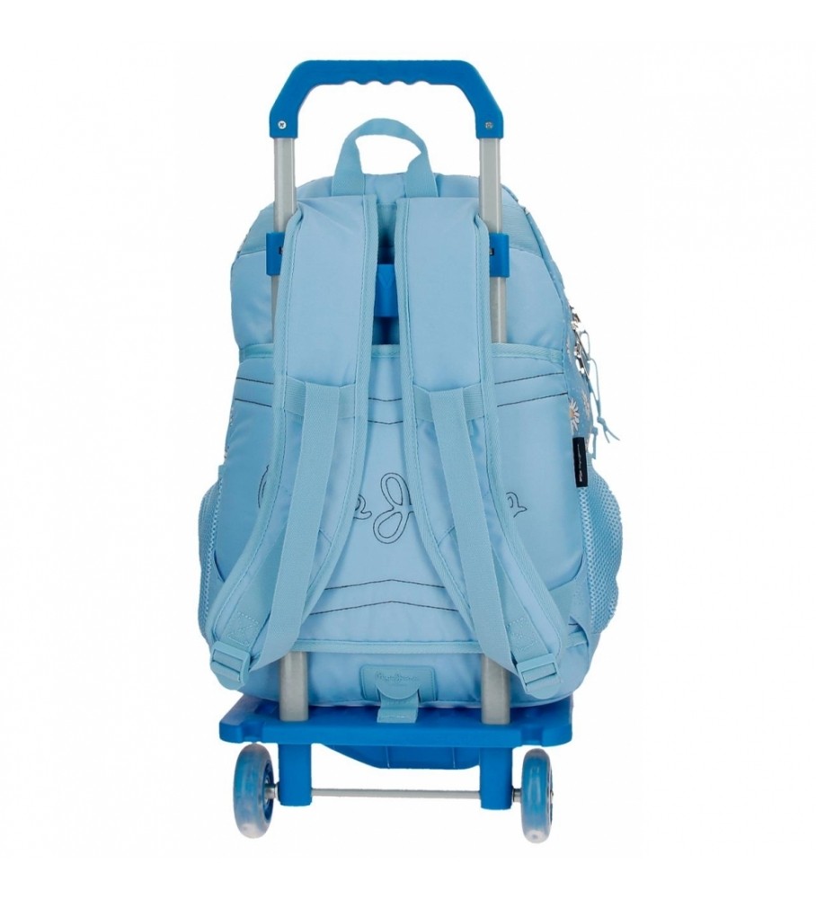 Mochila Pepe Jeans Katherine com compartimento duplo e rodinhas.
