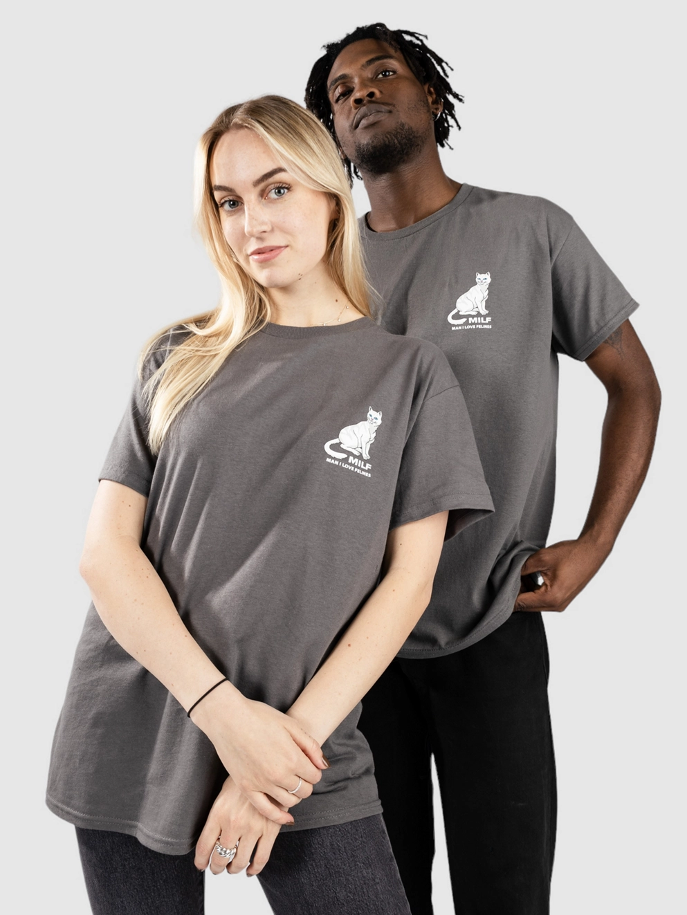 RIPNDIP Man I Love Felines T-Shirt charcoal