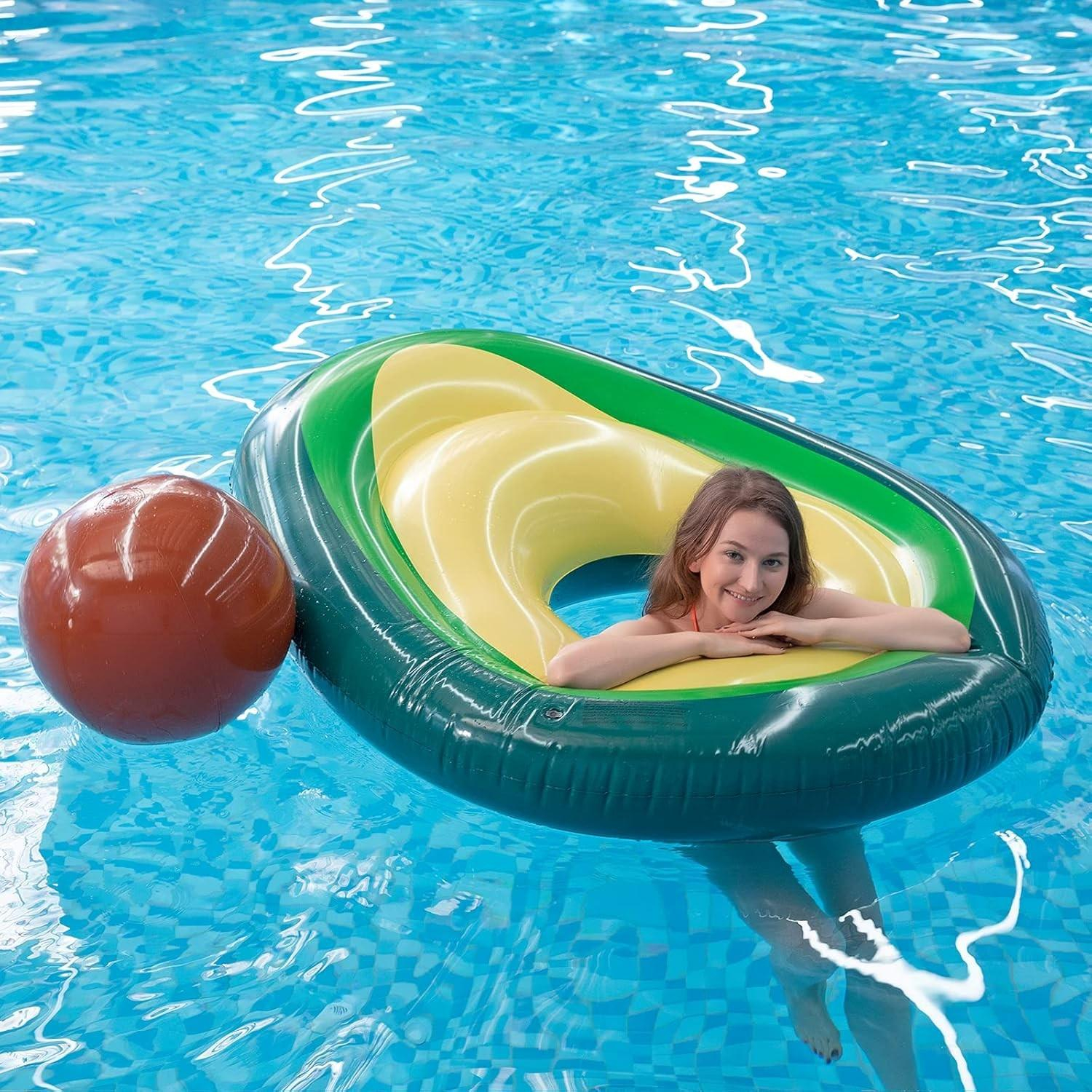 (120x160cm) Aufblasbare Wasser Luftmatratze Liegesofa Badeinsel mit Ball - Avocado