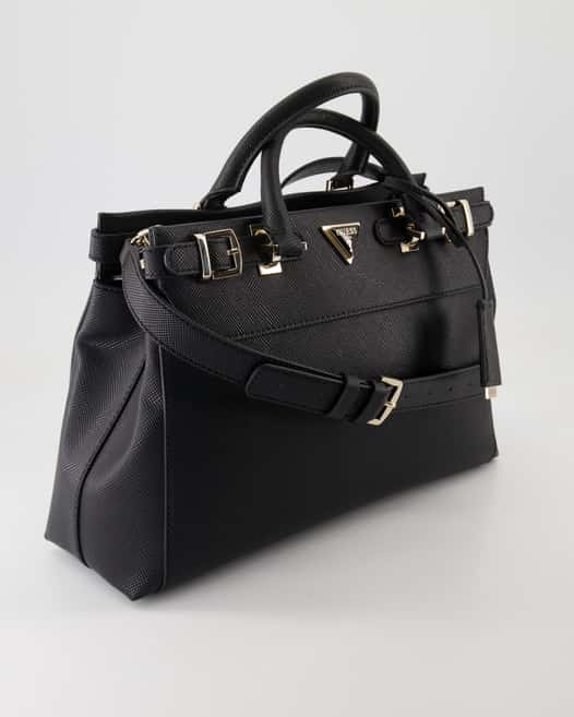 Guess Levante Luxury Satchel Handtasche in Schwarz