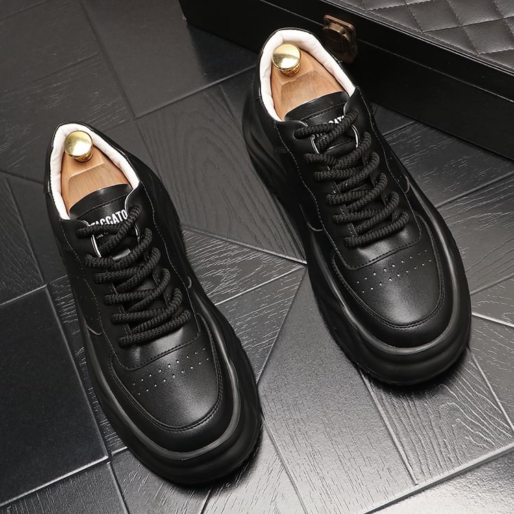 Mr Ozera - Platform Plain Lace Up Sneakers