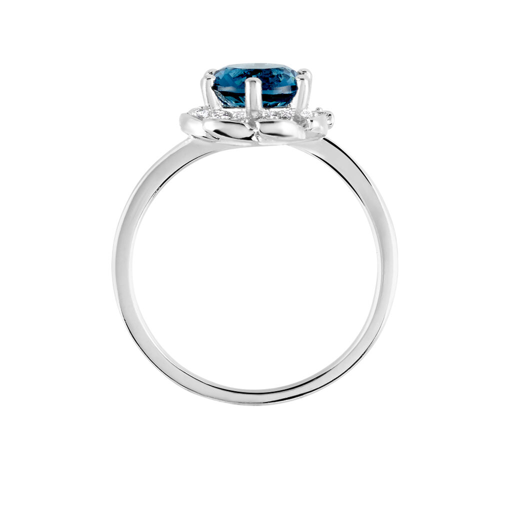 Bague Argent Blanc Clover Verre Oxydes De Zirconium