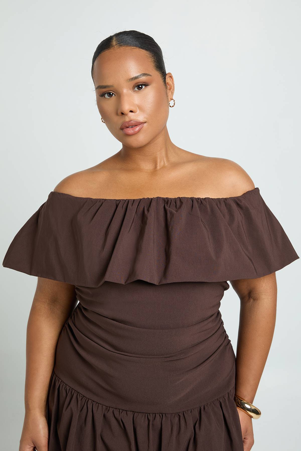 boohoo Robe Mini Bardot Boule Bouffante Plus