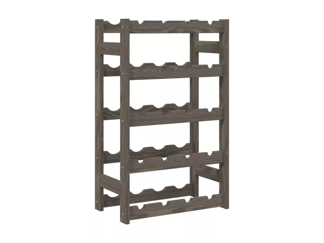 Casier à bouteilles pour 20 bouteilles gris bois pin solide