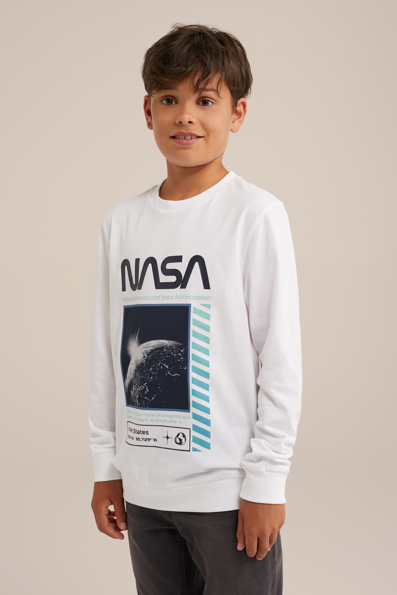 Jongens NASA®-T-shirt met opdruk Blue Ridge Wit