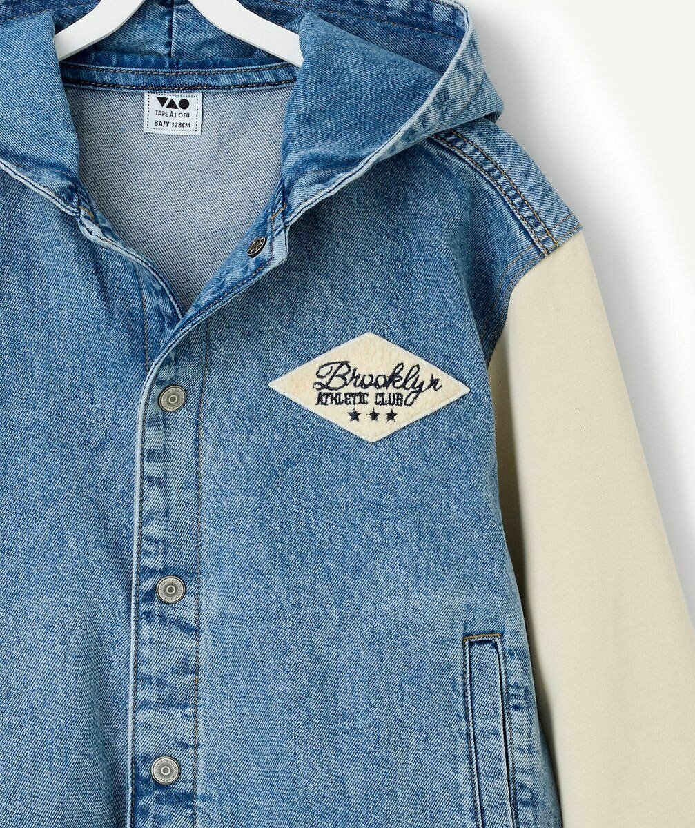 TAPE A L'OEIL<br>Jaqueta Teddy com capuz em jeans e fleece