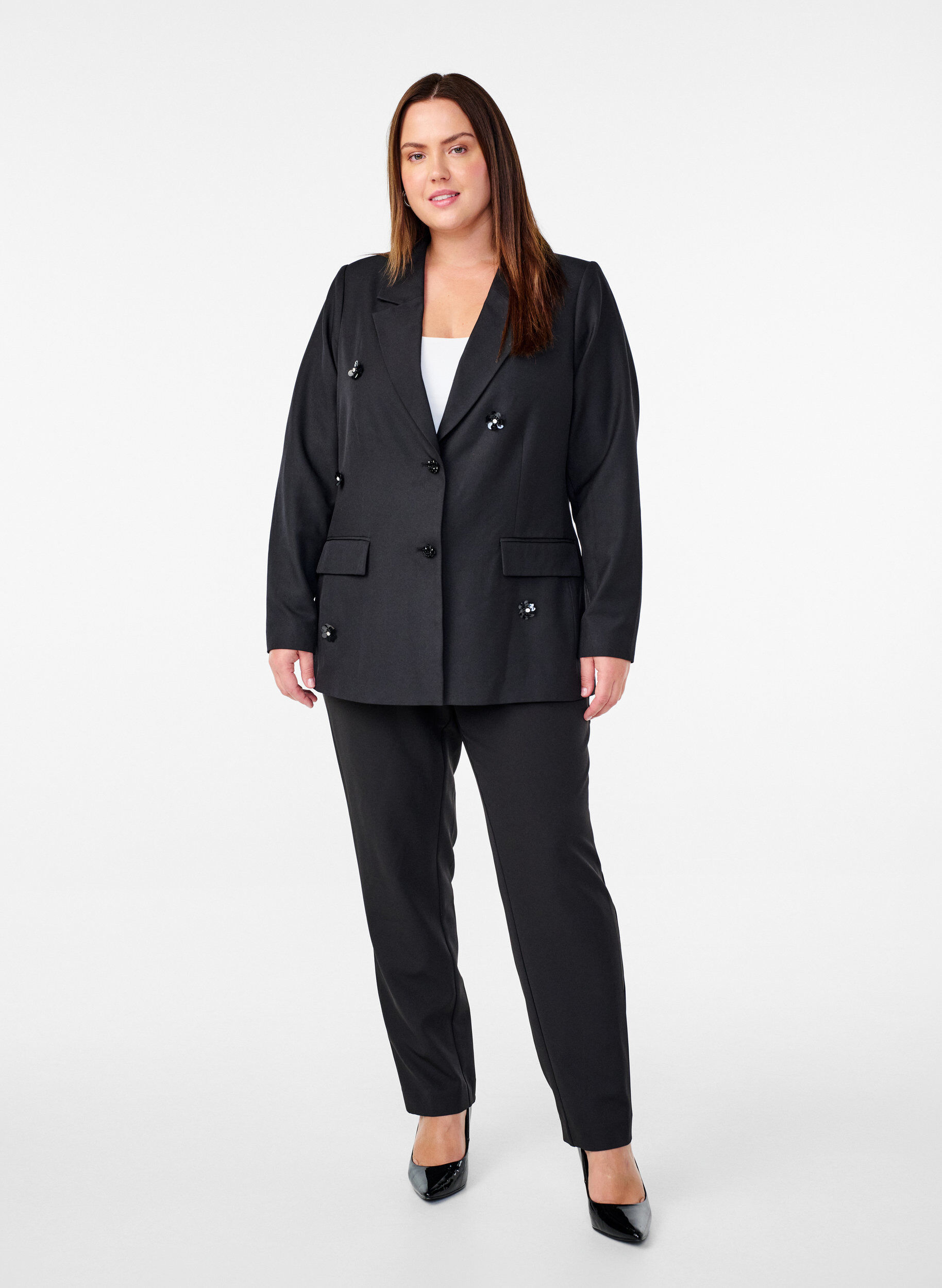 Blazer med pailletblomster