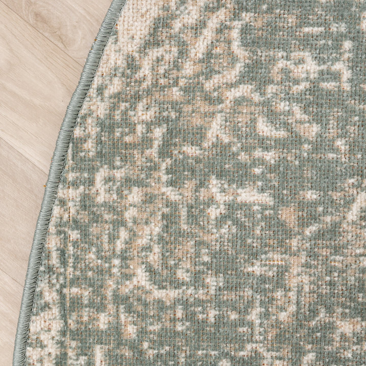 Rond vintage vloerkleed - Spring Ethnic Groen/Creme