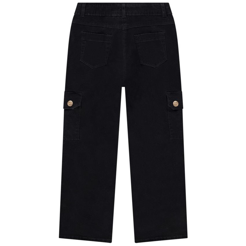 Pantalon cargo en sergé pour fille - Noir