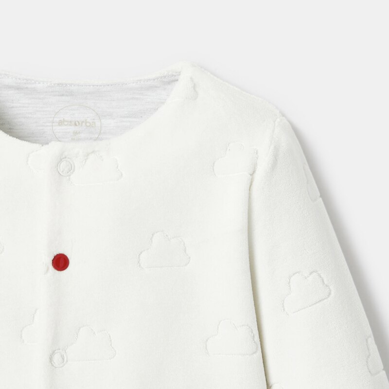 Gilet réversible en velours dévoré blanc naissance Absorba Blanc