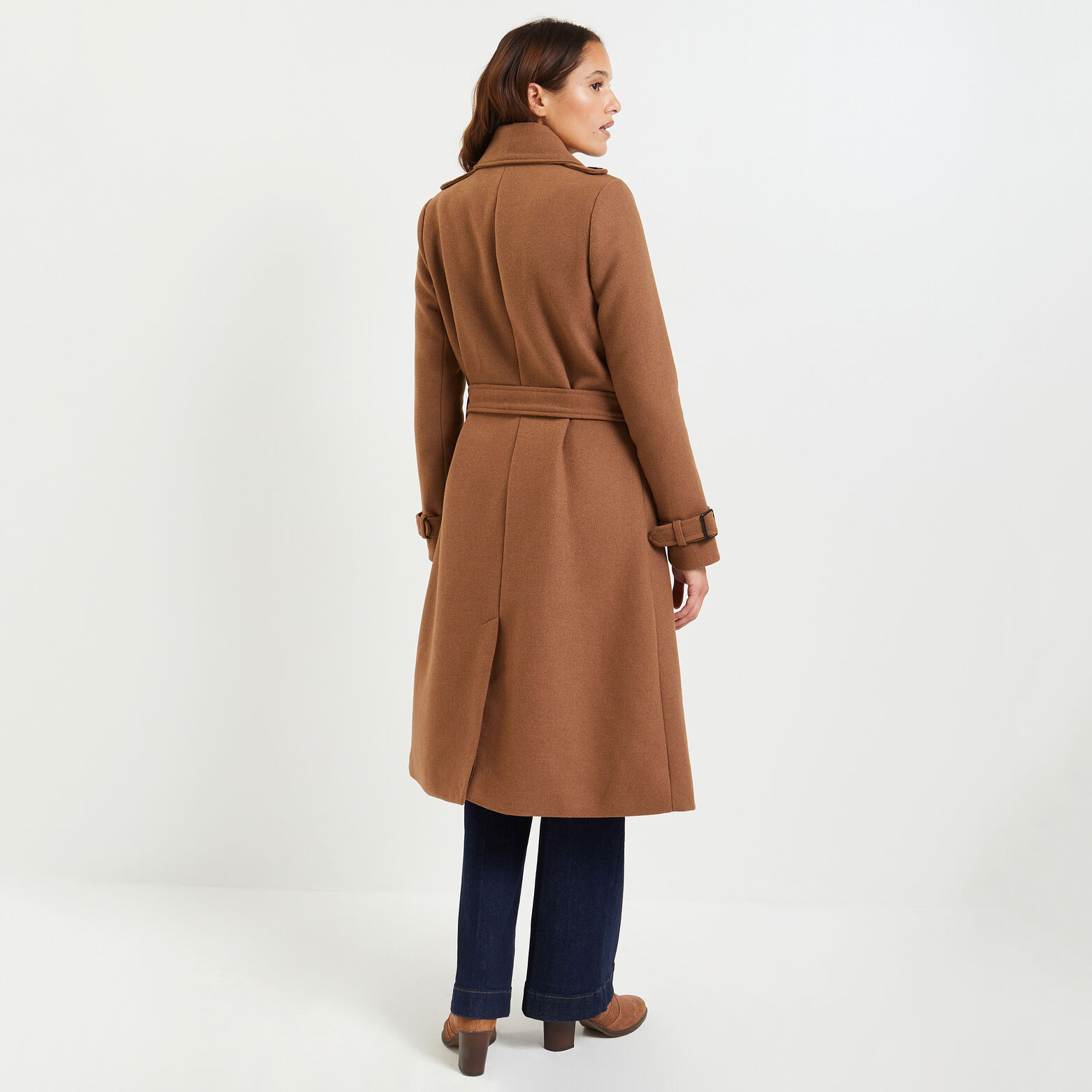 Manteau long ceinture à nouer femme