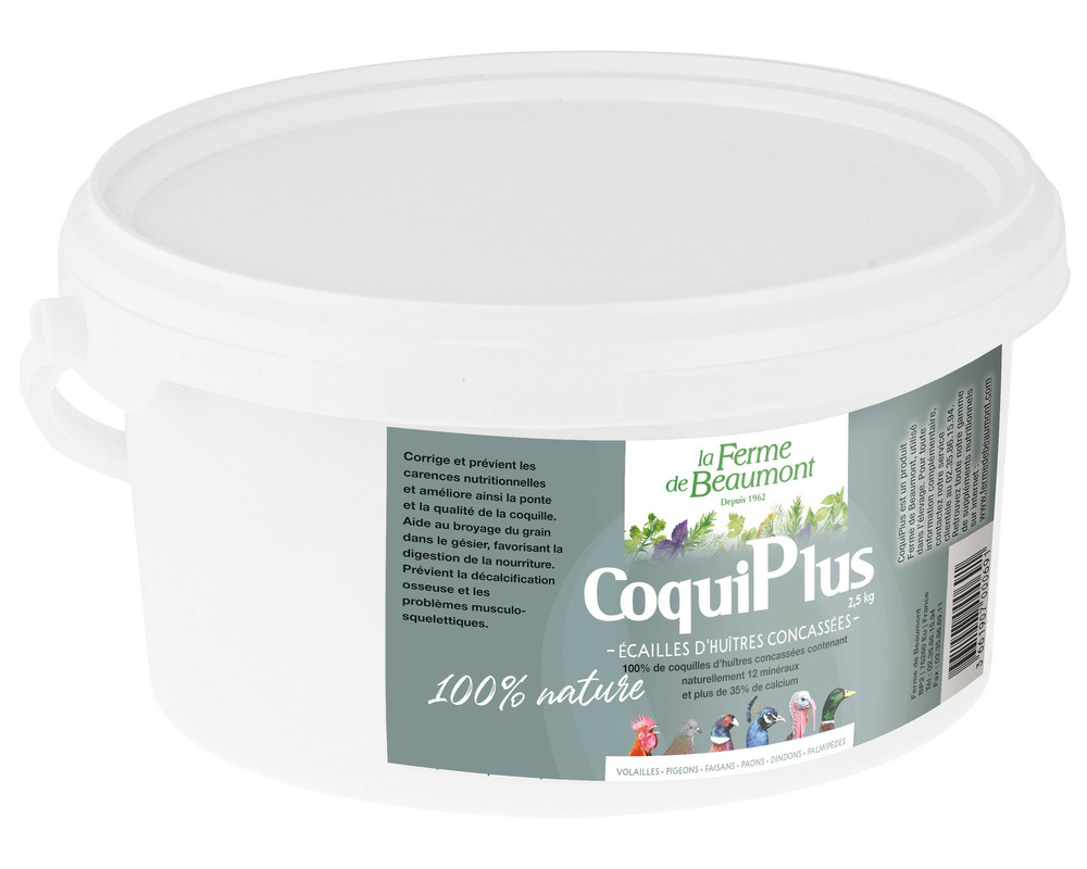 Coquiplus 2,5 kg • coquilles d'huîtres concassées pour poules • apport en calcium naturel, renforce les oeufs
