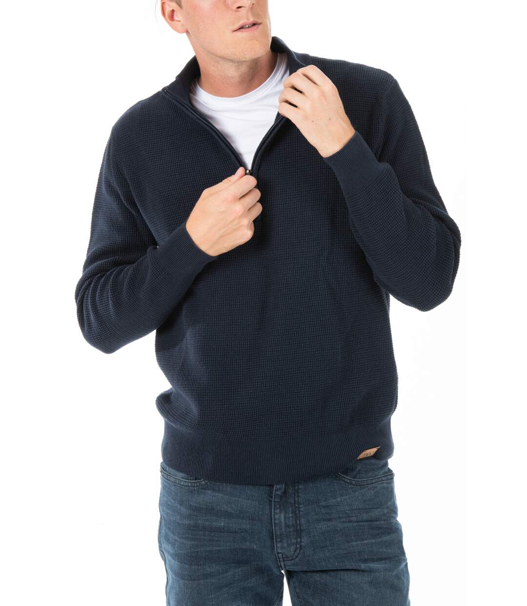 Pullover col camionneur zippé ENZO NOIR