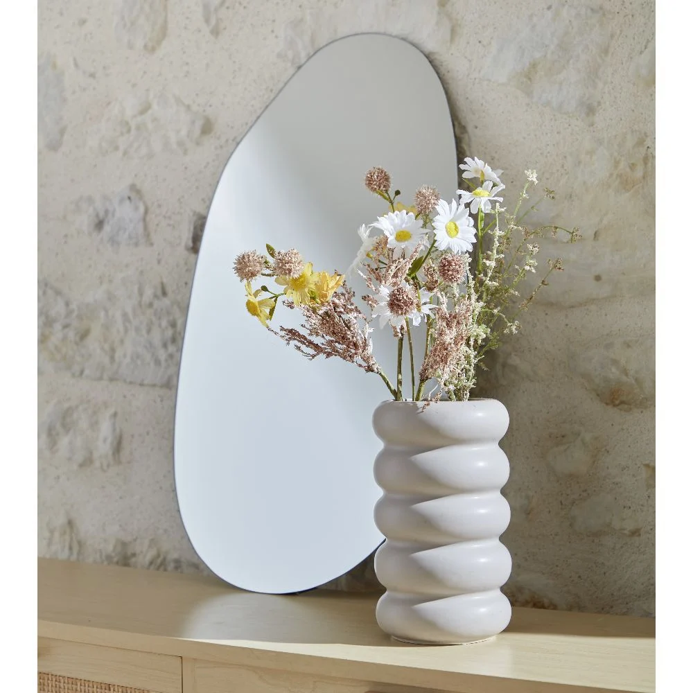 Vase en grès blanc ou gris Ø12xH20cm