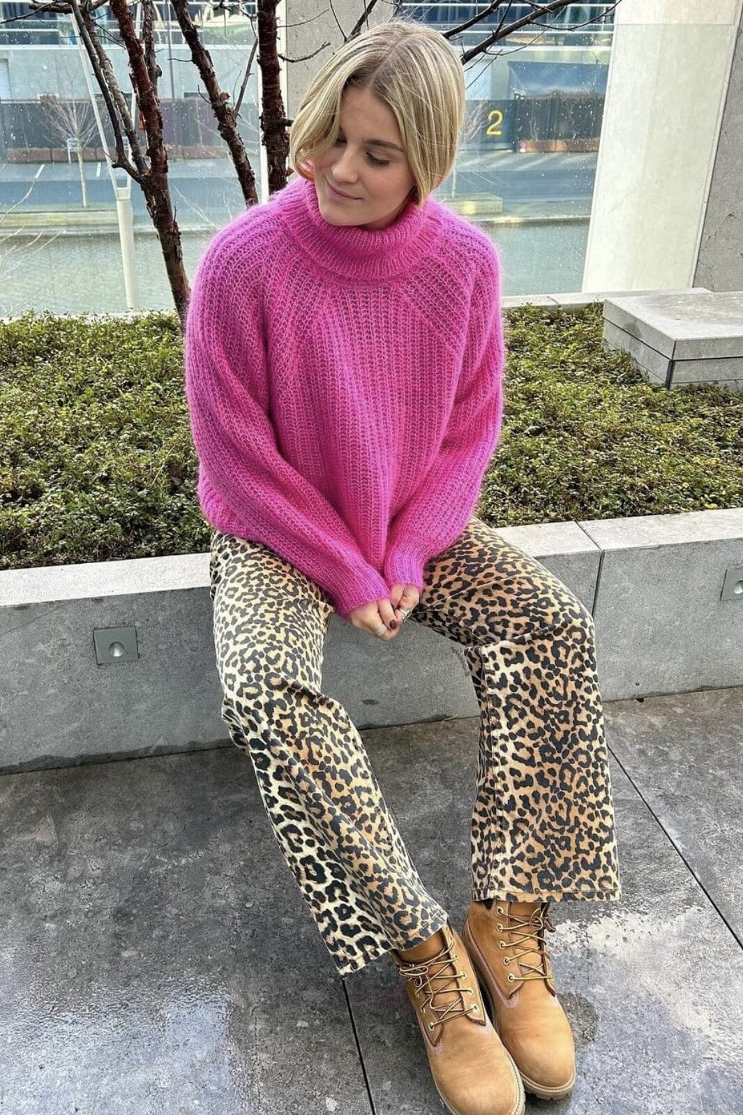 Y.A.S Yaslambi Ls Knit Rollneck Pullover  fuchsia fedora