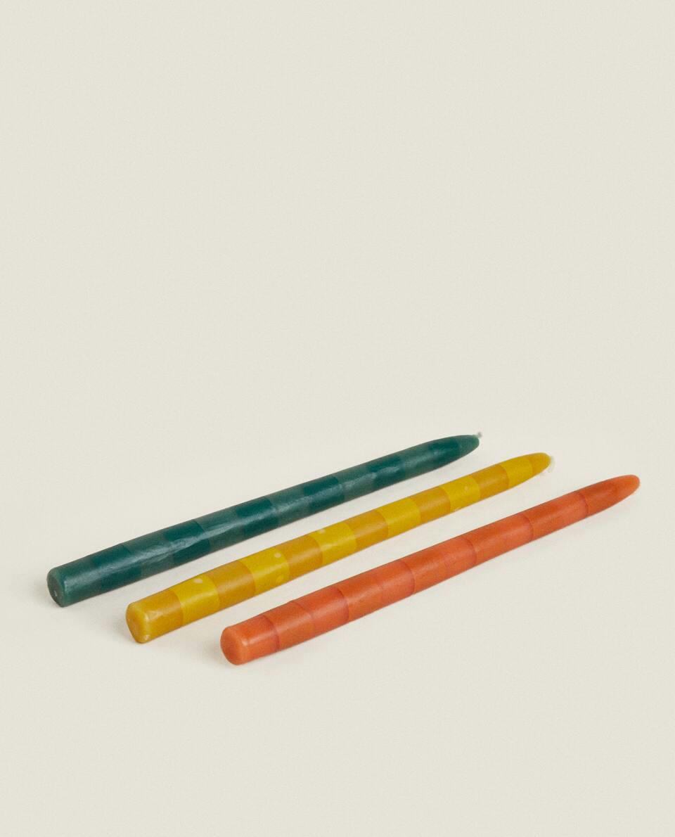 PACOTE DE VELAS LISTRADAS (PACOTE COM 3)
