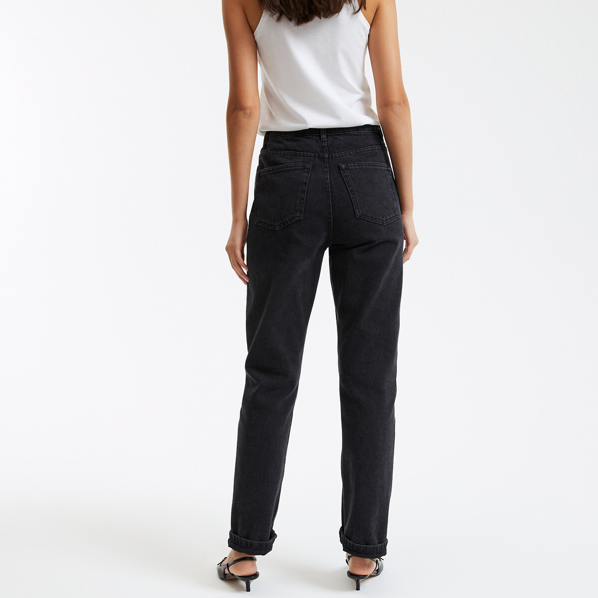COLEÇÕES LA REDOUTE<br>Calça jeans regular, reta, cintura alta