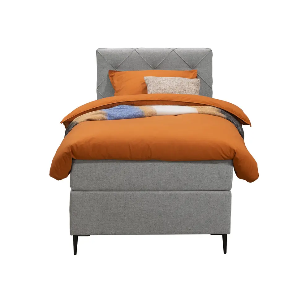 Boxspring Liv geruit - lichtgrijs - 90x200 cm - slanke poot