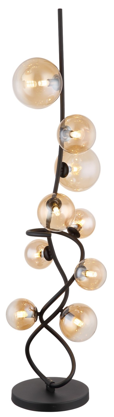 LED-Stehleuchte - schwarz matt - amber - 9-flammig - 155 cm