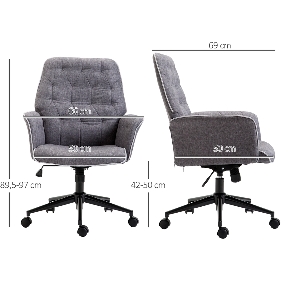 HOMCOM Bürostuhl mit Wippfunktion grau